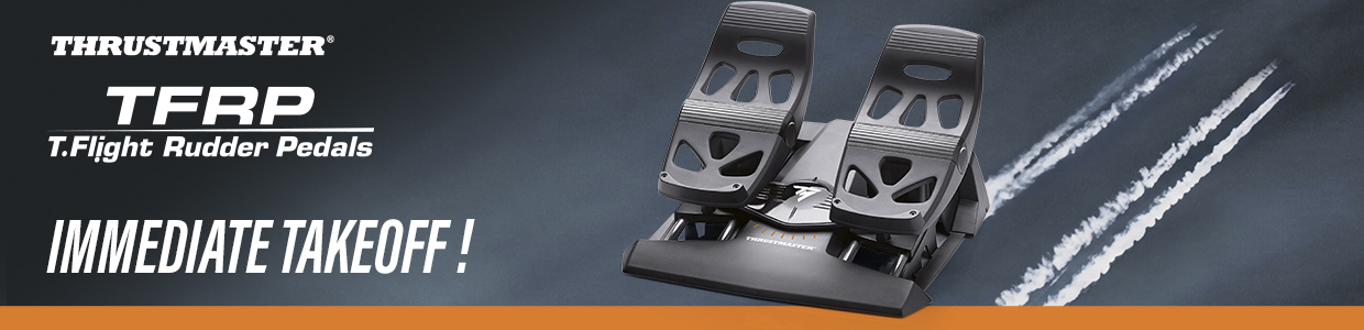 Thrustmaster TFRP T.Flight Rudder Pedals – Flight Simulation Rudder for PS5, PS4, XBOX Series X|S, XBOX One, PC – S.M.A.R.T Technology – Aluminum Slide Rails – Differential Braking System - banner